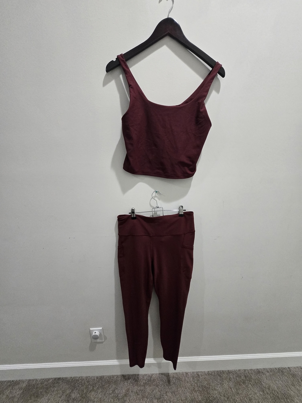 Old Navy Wine Two-Piece Active Crop Top & High-Waist Leggings